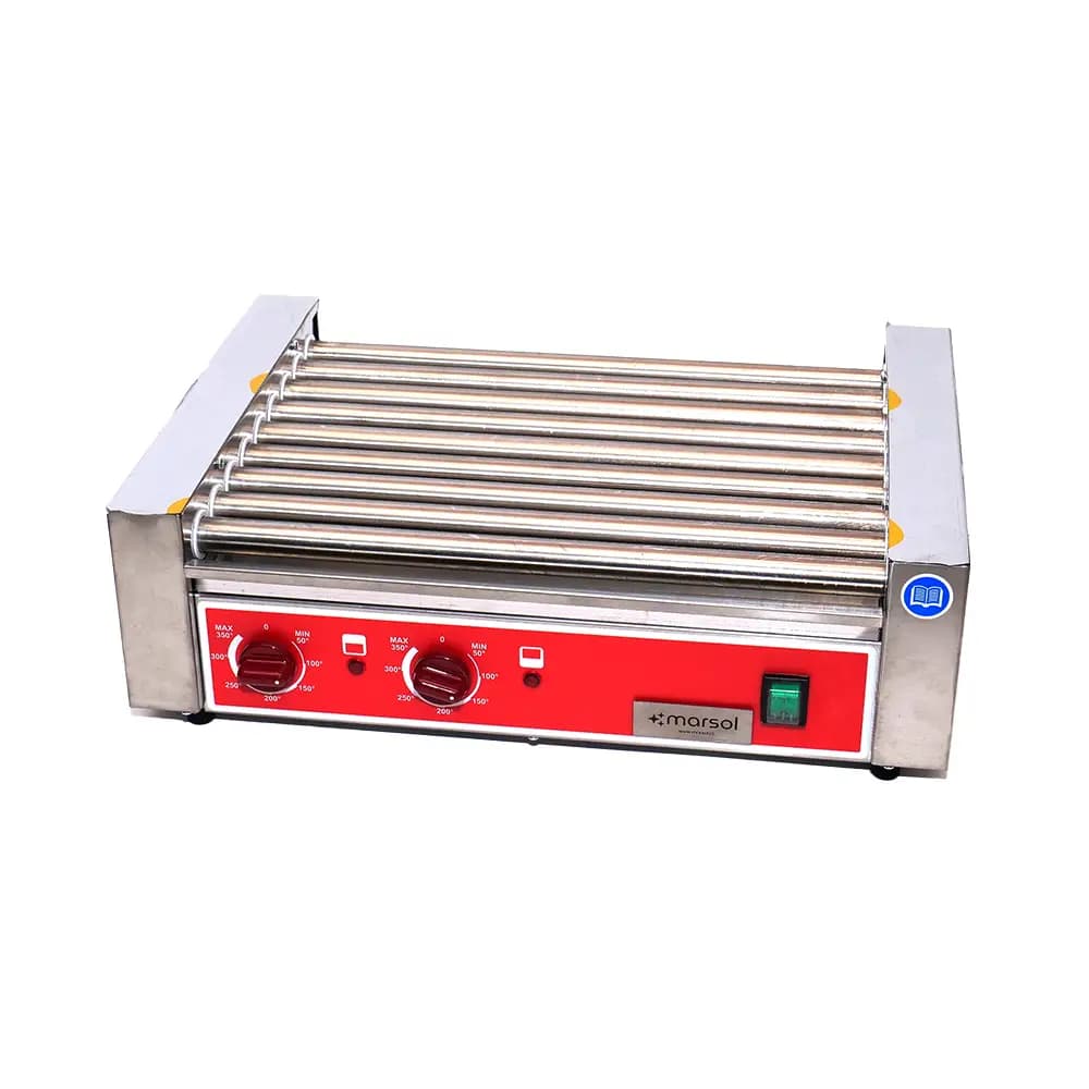 Rosticero de hot dog de 9 rodillos con 2 termostatos Hudson
